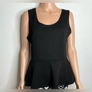 Charlotte Russe Mesh Scalloped Textured Peplum Top Black Size XL